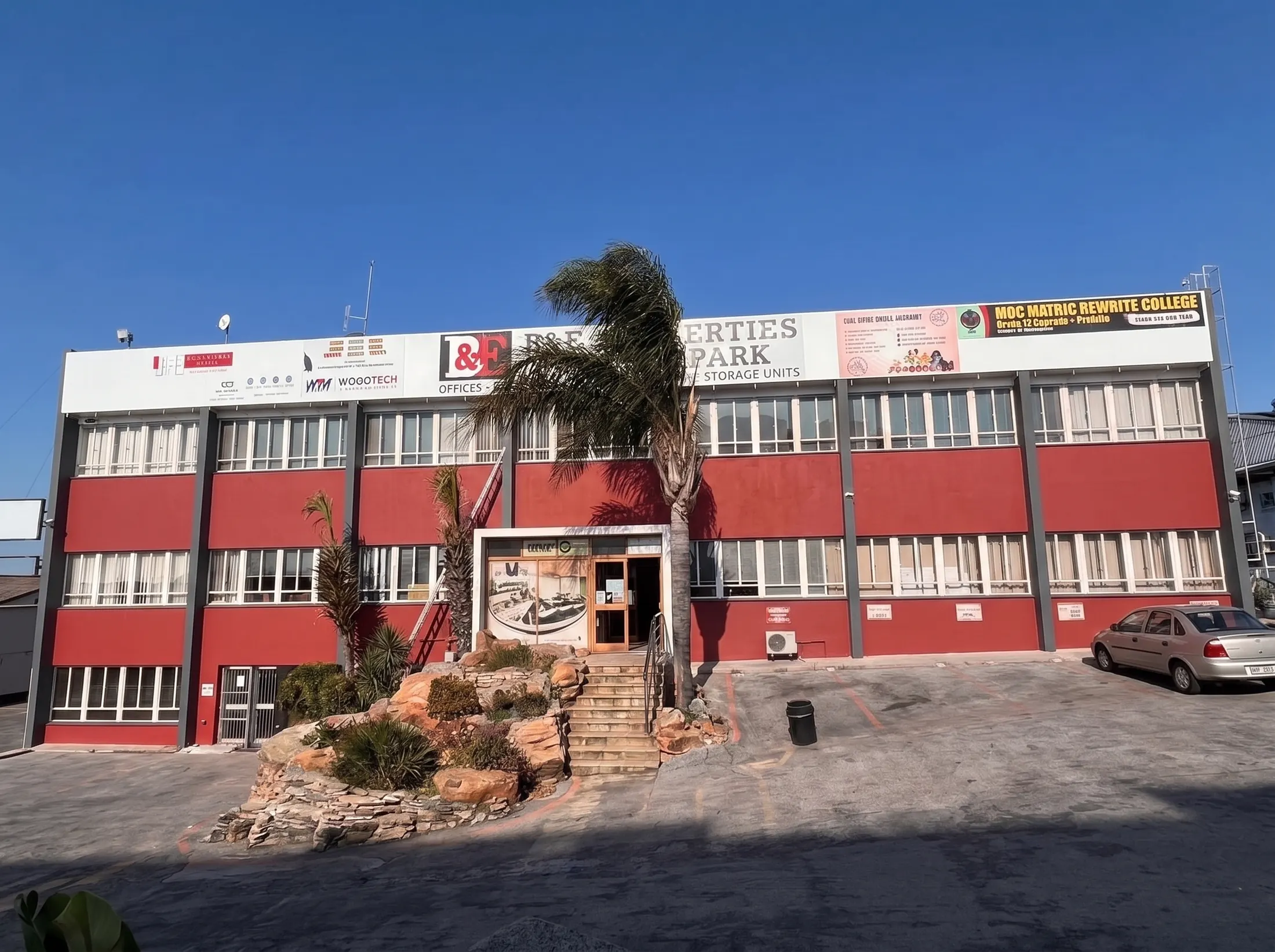 Commercial office park on Kempston Road, Gqeberha, freshly repainted by Under Pressure
